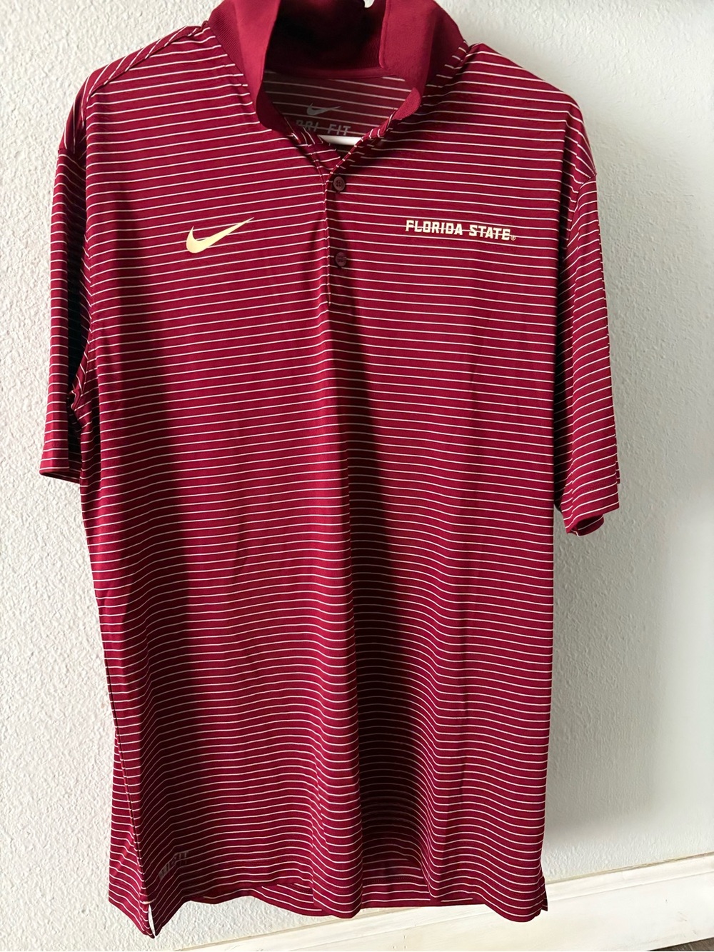 FSU Men's Nike Garnet Florida State Seminoles Striped Team Performance Polo, L